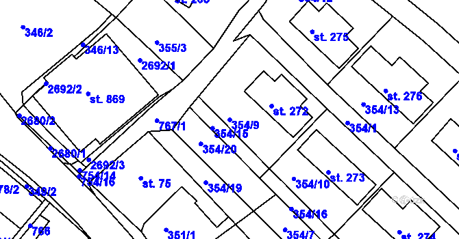 Parcela st. 354/9 v KÚ Jablonec nad Jizerou, Katastrální mapa