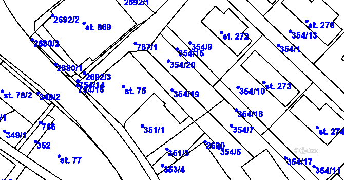 Parcela st. 354/19 v KÚ Jablonec nad Jizerou, Katastrální mapa