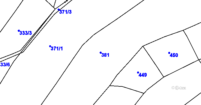 Parcela st. 381 v KÚ Jablonec nad Jizerou, Katastrální mapa