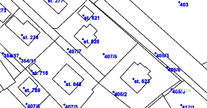 Parcela st. 407/5 v KÚ Jablonec nad Jizerou, Katastrální mapa