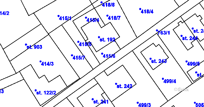 Parcela st. 415/6 v KÚ Jablonec nad Jizerou, Katastrální mapa