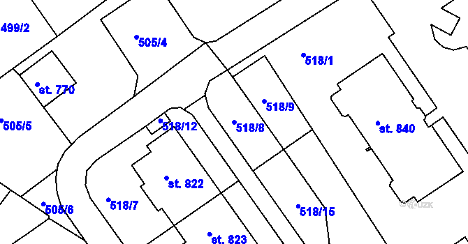 Parcela st. 518/8 v KÚ Jablonec nad Jizerou, Katastrální mapa