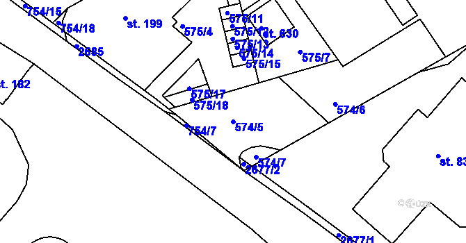 Parcela st. 574/5 v KÚ Jablonec nad Jizerou, Katastrální mapa