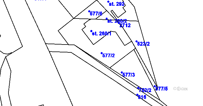 Parcela st. 577/2 v KÚ Jablonec nad Jizerou, Katastrální mapa