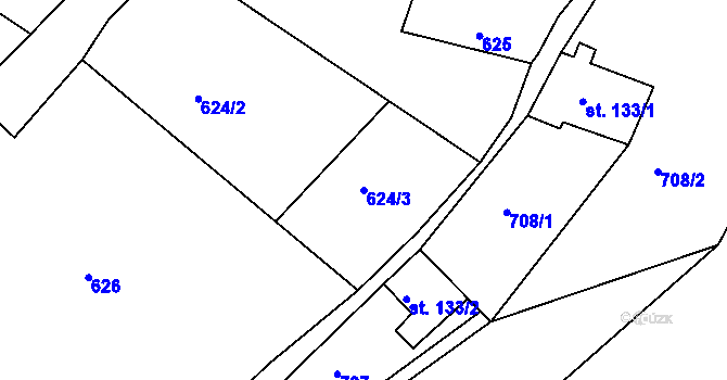 Parcela st. 624/3 v KÚ Jablonec nad Jizerou, Katastrální mapa