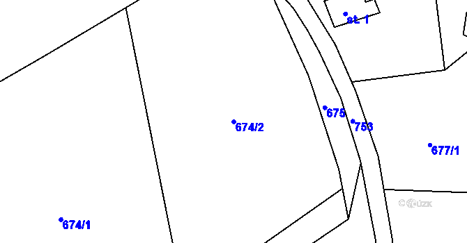 Parcela st. 674/2 v KÚ Jablonec nad Jizerou, Katastrální mapa