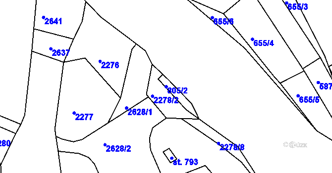 Parcela st. 805/2 v KÚ Jablonec nad Jizerou, Katastrální mapa