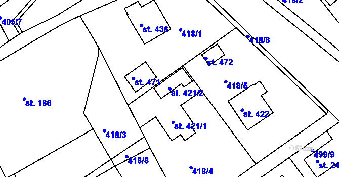 Parcela st. 421/2 v KÚ Jablonec nad Jizerou, Katastrální mapa