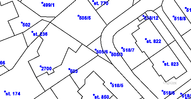 Parcela st. 505/6 v KÚ Jablonec nad Jizerou, Katastrální mapa