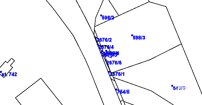 Parcela st. 2676/3 v KÚ Jablonec nad Jizerou, Katastrální mapa
