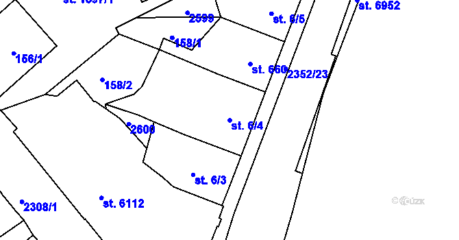 Parcela st. 6/4 v KÚ Jablonec nad Nisou, Katastrální mapa