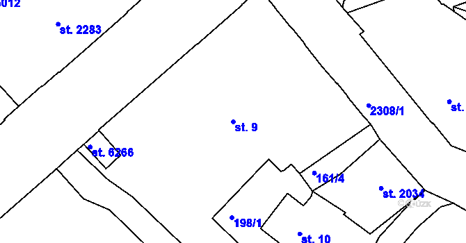 Parcela st. 9 v KÚ Jablonec nad Nisou, Katastrální mapa