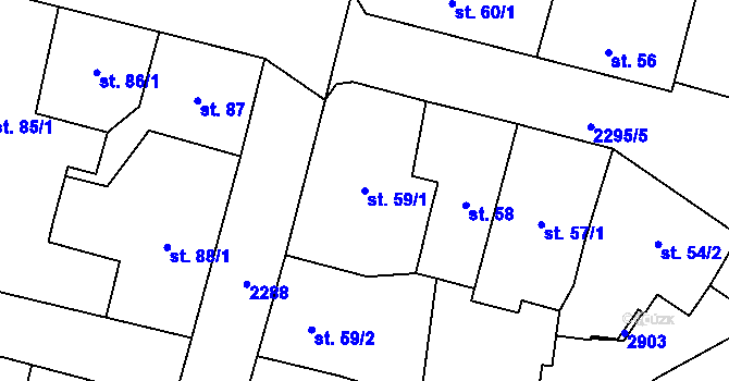 Parcela st. 59/1 v KÚ Jablonec nad Nisou, Katastrální mapa