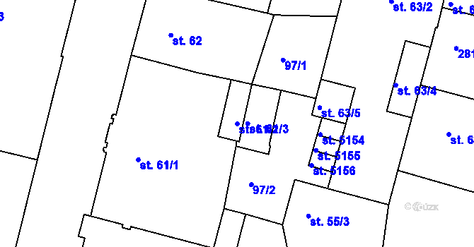 Parcela st. 61/2 v KÚ Jablonec nad Nisou, Katastrální mapa