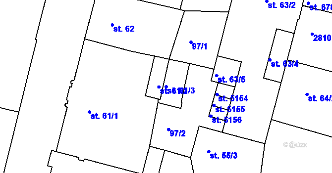 Parcela st. 61/3 v KÚ Jablonec nad Nisou, Katastrální mapa