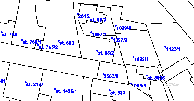 Parcela st. 65/2 v KÚ Jablonec nad Nisou, Katastrální mapa
