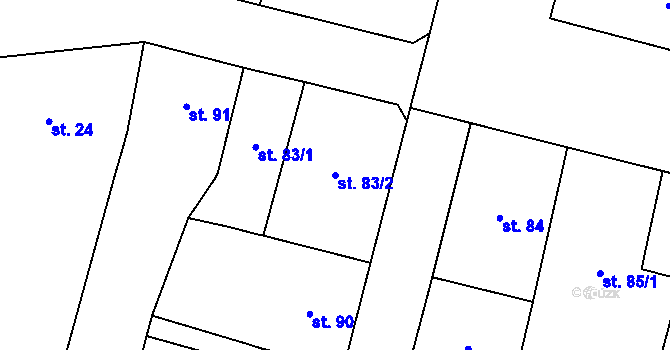 Parcela st. 83/2 v KÚ Jablonec nad Nisou, Katastrální mapa