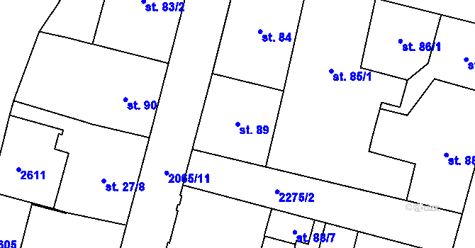 Parcela st. 89 v KÚ Jablonec nad Nisou, Katastrální mapa