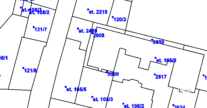 Parcela st. 105/6 v KÚ Jablonec nad Nisou, Katastrální mapa