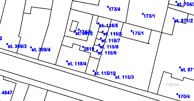 Parcela st. 115/9 v KÚ Jablonec nad Nisou, Katastrální mapa