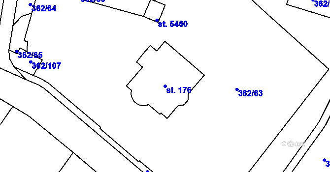 Parcela st. 176 v KÚ Jablonec nad Nisou, Katastrální mapa