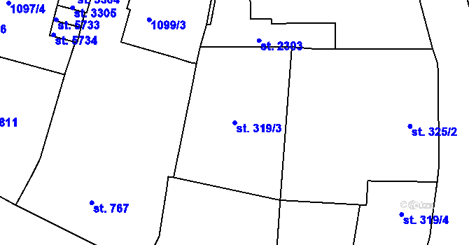 Parcela st. 319/3 v KÚ Jablonec nad Nisou, Katastrální mapa