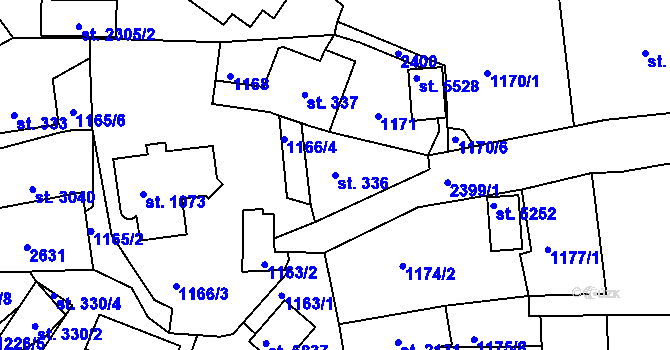 Parcela st. 336 v KÚ Jablonec nad Nisou, Katastrální mapa