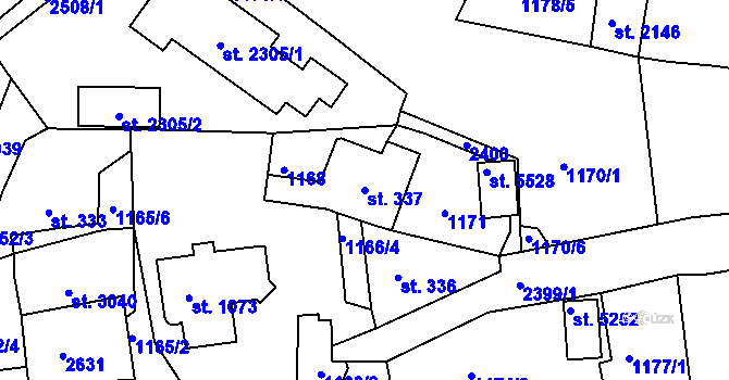 Parcela st. 337 v KÚ Jablonec nad Nisou, Katastrální mapa
