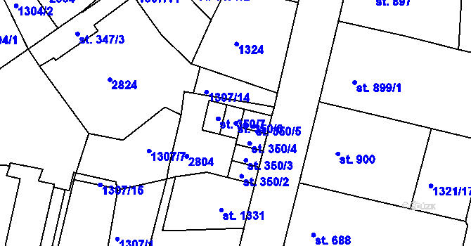Parcela st. 350/6 v KÚ Jablonec nad Nisou, Katastrální mapa