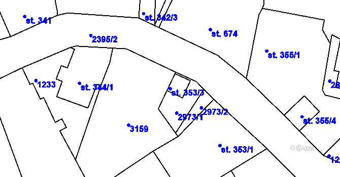 Parcela st. 353/3 v KÚ Jablonec nad Nisou, Katastrální mapa