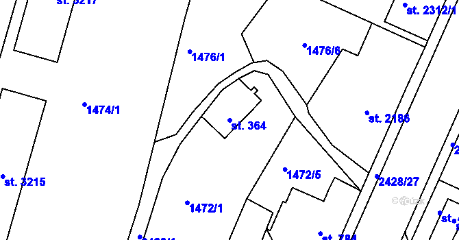 Parcela st. 364 v KÚ Jablonec nad Nisou, Katastrální mapa