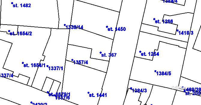 Parcela st. 367 v KÚ Jablonec nad Nisou, Katastrální mapa