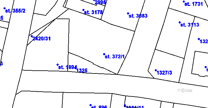 Parcela st. 372/1 v KÚ Jablonec nad Nisou, Katastrální mapa