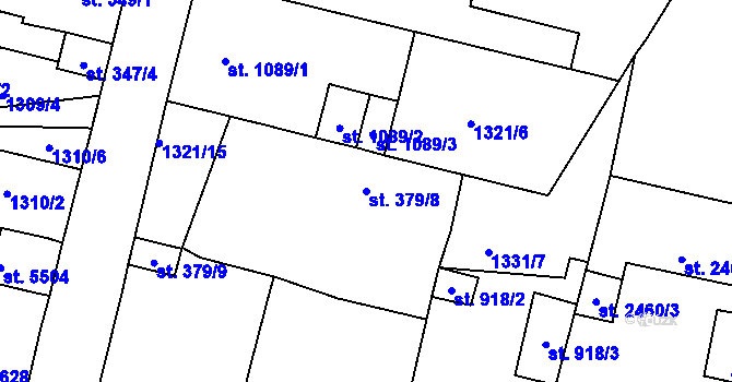 Parcela st. 379/8 v KÚ Jablonec nad Nisou, Katastrální mapa