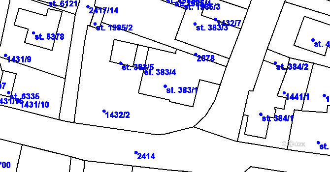 Parcela st. 383/1 v KÚ Jablonec nad Nisou, Katastrální mapa
