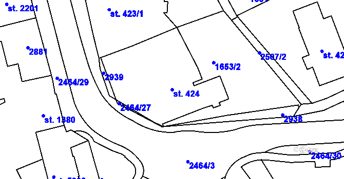 Parcela st. 424 v KÚ Jablonec nad Nisou, Katastrální mapa