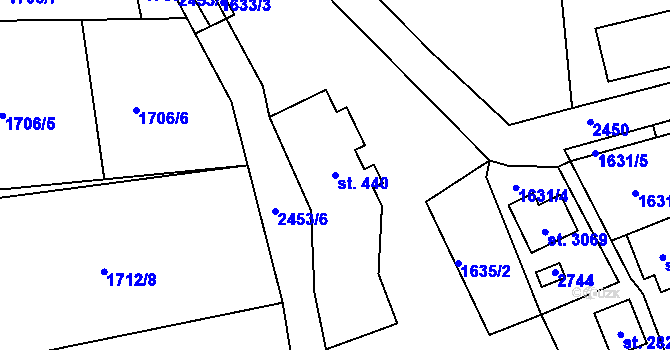 Parcela st. 440 v KÚ Jablonec nad Nisou, Katastrální mapa
