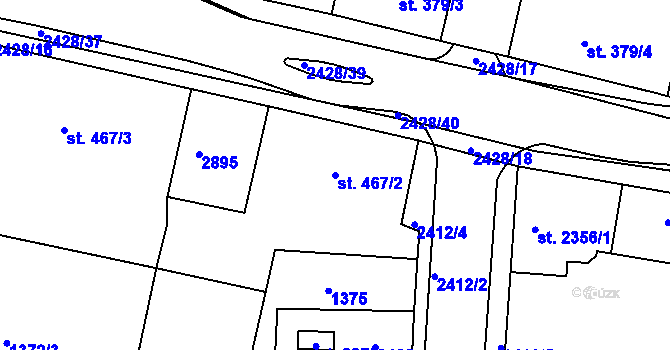 Parcela st. 467/2 v KÚ Jablonec nad Nisou, Katastrální mapa