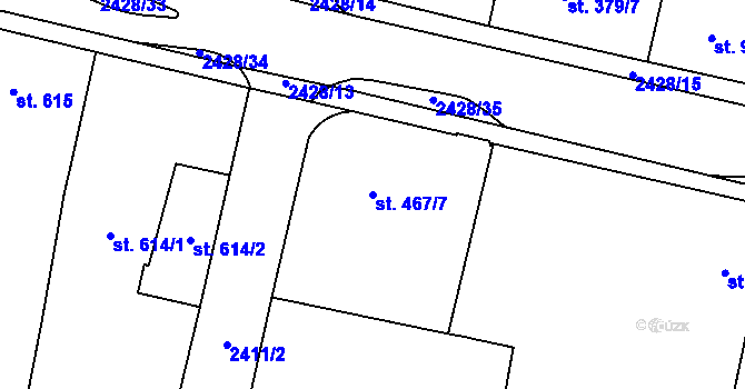 Parcela st. 467/7 v KÚ Jablonec nad Nisou, Katastrální mapa