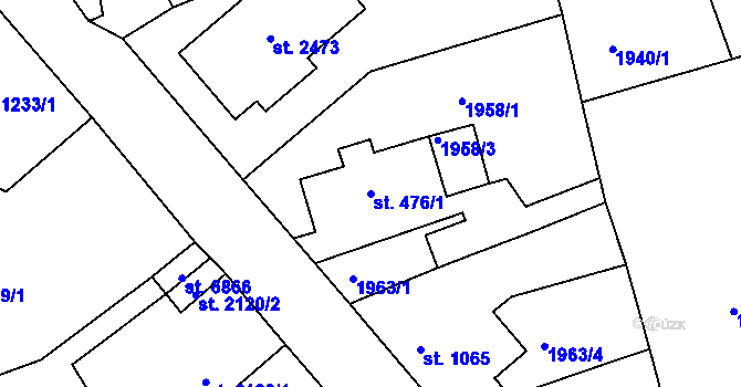 Parcela st. 476/1 v KÚ Jablonec nad Nisou, Katastrální mapa