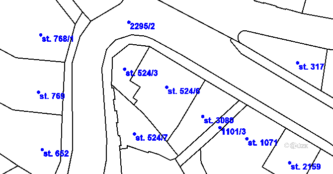 Parcela st. 524/6 v KÚ Jablonec nad Nisou, Katastrální mapa