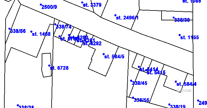 Parcela st. 584/5 v KÚ Jablonec nad Nisou, Katastrální mapa