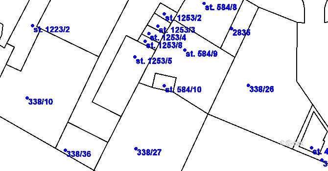 Parcela st. 584/10 v KÚ Jablonec nad Nisou, Katastrální mapa