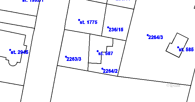 Parcela st. 587 v KÚ Jablonec nad Nisou, Katastrální mapa