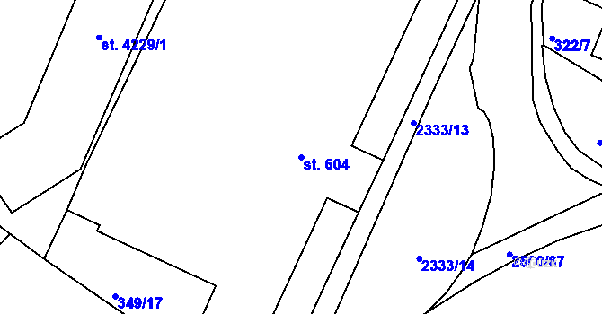 Parcela st. 604 v KÚ Jablonec nad Nisou, Katastrální mapa