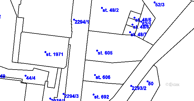 Parcela st. 605 v KÚ Jablonec nad Nisou, Katastrální mapa