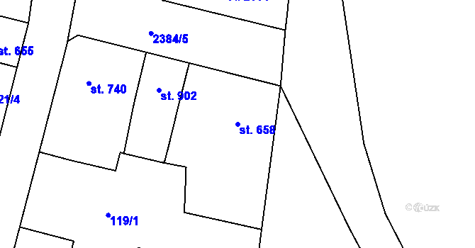 Parcela st. 658 v KÚ Jablonec nad Nisou, Katastrální mapa