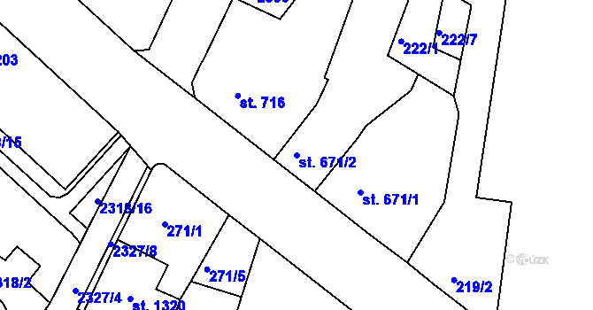 Parcela st. 671/2 v KÚ Jablonec nad Nisou, Katastrální mapa