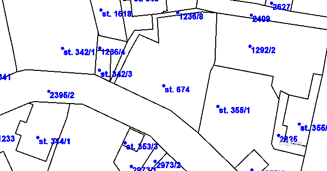 Parcela st. 674 v KÚ Jablonec nad Nisou, Katastrální mapa