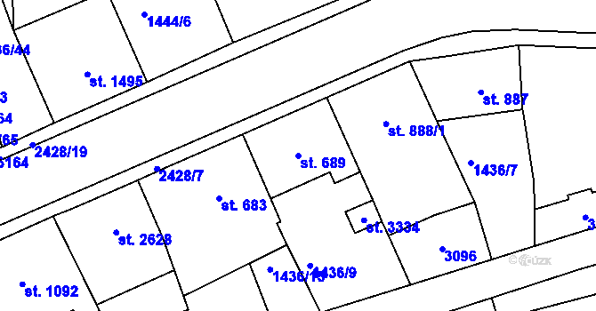 Parcela st. 689 v KÚ Jablonec nad Nisou, Katastrální mapa
